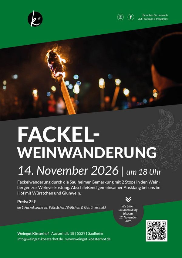 Kösterhof Plakat Flyer Fackel-Weinwanderung
